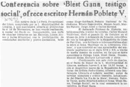 Conferencia sobre "Blest Gana, testigo social", ofrece escritor Hernán Poblete V.