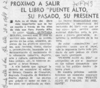 Próximo a salir el libro "Puente Alto, su pasado, su historia".