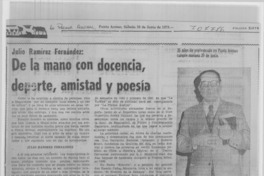 De la mano con docencia, deporte, amistad y poesía