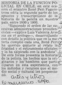 Historia de la función policial en Chile.