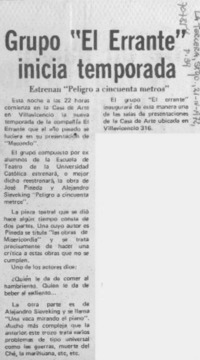Grupo "El Errante" inicia temporada.