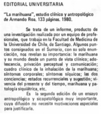 La marihuana", estudio clínico y antropológico de Armando Roa