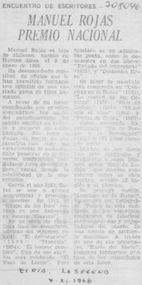 Manuel Rojas Premio Nacional.