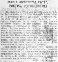 María Antonieta Paris, poetisa portomontina