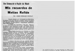 Mis recuerdos de Matías Rafide