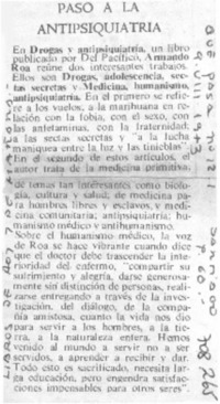 Paso a la antipsiquiatría.