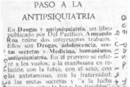 Paso a la antipsiquiatría.