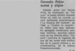 Gonzalo Rojas suma y sigue