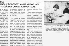 Estanque de lotos" va de nuevo hoy y mañana con el grupo Telar.