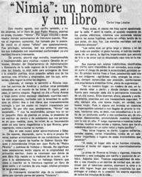 Nimia": un nombre y un libro