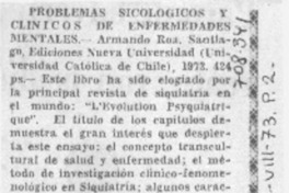 Problemas sicológicos y clínicos de enfermedades mentales