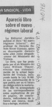 Apareció libro sobre el nuevo régimen laboral.