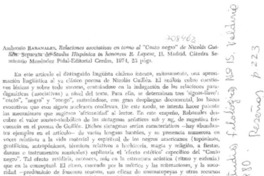 Relaciones asociativas en torno al "canto negro" de Nicolás Guillén