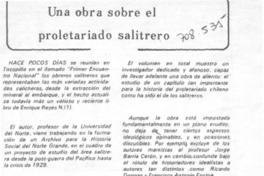 Una Obra sobre el proletariado salitrero.