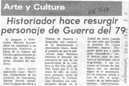 Historiador hace resurgir personaje de guerra del 79.
