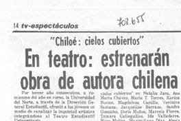 En teatro: estrenarán obra de autora chilena.