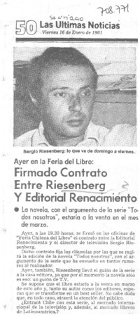 Firmado contrato entre Riesenberg y Editorial Renacimiento.