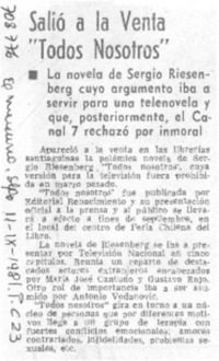 Salió a la venta "Todos Nosotros".