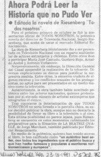 Ahora podrá leer la historia que no pudo ver.