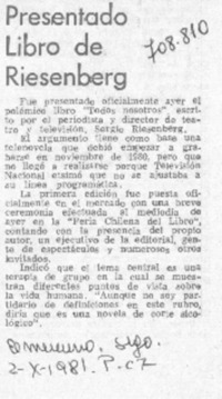 Presentado libro de Riesenberg.