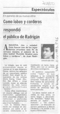 Como lobos y corderos respondió el público de Radrigán