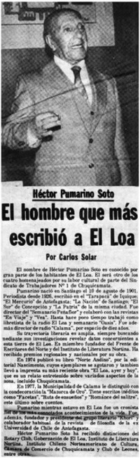 El hombre que más escribió a El Loa