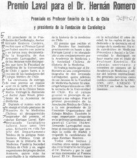 Premio Laval para el dr. Hernán Romero.