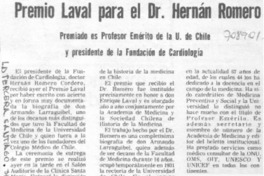 Premio Laval para el dr. Hernán Romero.