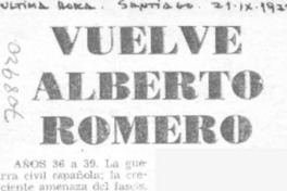 Vuelve Alberto Romero.