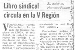Libro sindical circula en la V región