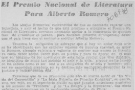 El premio nacional de literatura para Alberto Romero.