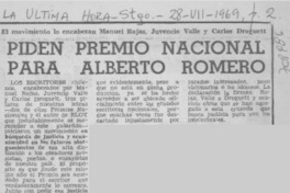 Piden premio nacional para Alberto Romero.