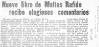 Nuevo libro de Matías Rafide recibe elogiosos comentarios.
