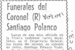Funerales del Coronel (R) Santiago Polanco.