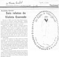 Seis relatos de Violeta Quevedo.