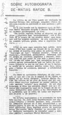 Sobre autobiografía de Matías Rafide B.