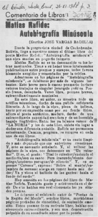 Matías Rafide: Autobiografía minúscula
