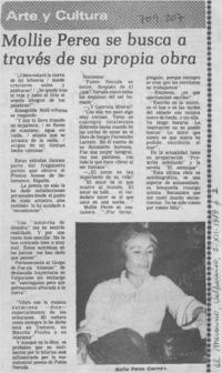 Mollie Perea se busca a través de su propia obra : [entrevistas]