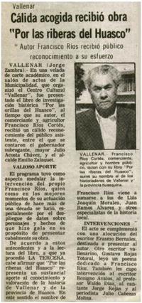 Cálida acogida recibió obra "Por las riberas del Huasco"