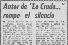 Autor de "Lo crudo--" rompe el silencio.