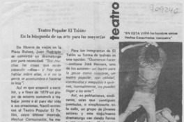 Teatro popular El telón: en la búsqueda de un arte para las mayorías.
