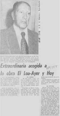 Extraordinaria acogida a la obra EL Loa-ayer y hoy.