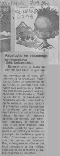 Papelucho en vacaciones.