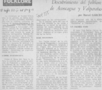 Descubrimiento del folklore de Aconcagua y Valparaíso