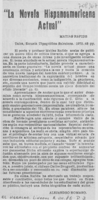 La novela hispanoamericana actual"