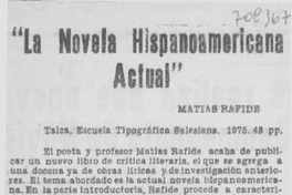 La novela hispanoamericana actual"