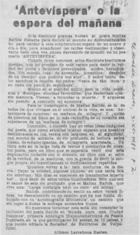 Antevíspera" o la espera del mañana