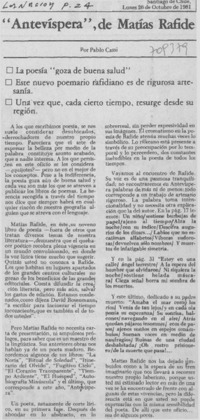 Antevíspera", de Matías Rafide