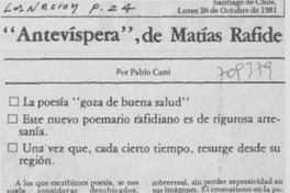 Antevíspera", de Matías Rafide