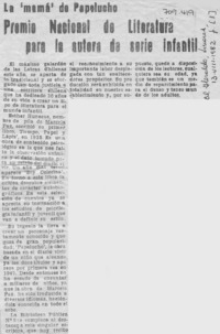 Premio Nacional de Literatura para la autora de serie infantil.